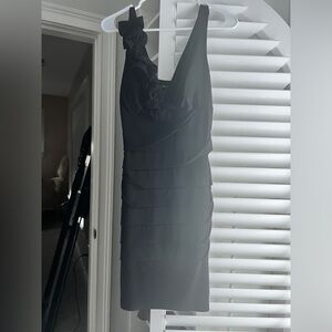 Black rosette cocktail dress